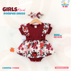 Girls Floral Romper Dress