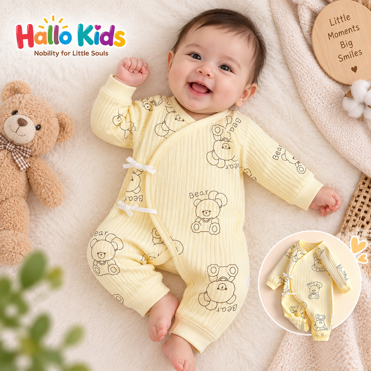Hallo Kids Premium Long-Sleeve Romper Set