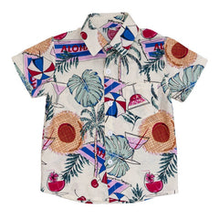 Tropical Print Short Sleeve Kids Shirt 🌴🦜✨