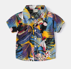 Tropical Print Short Sleeve Kids Shirt 🌴🦜